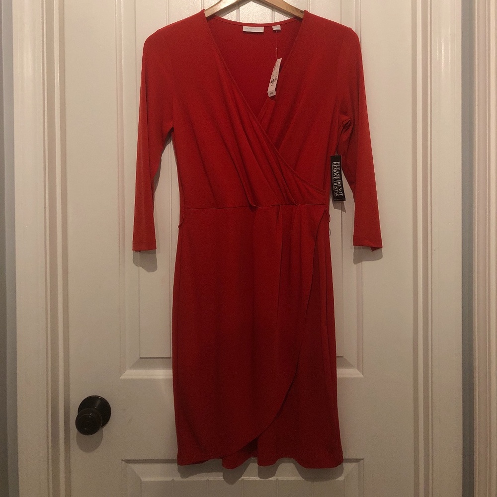 NWT New York & Company Faux Wrap Dress Red Size Small
